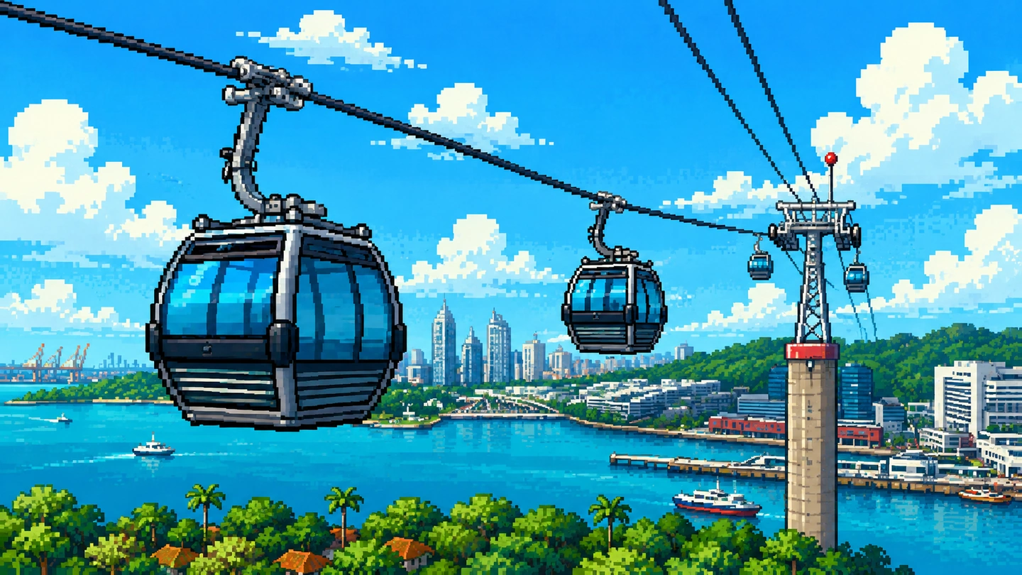 Singapore cable car pixel art